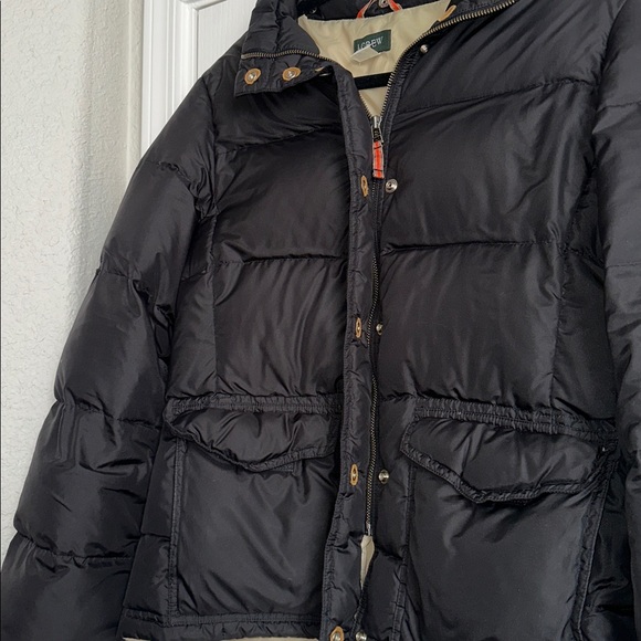 J. Crew Black and Tan Puffer Jacket size medium - Picture 6 of 12